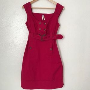 Anthropologie Maeve pink fit and flare midi dress